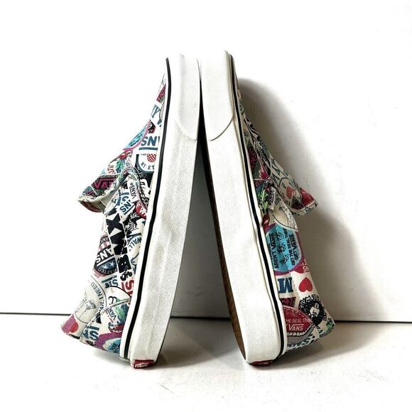 Vans Off The Wall Men 8.5 Slip On Skater Sneaker Shoe Sticker Mash-Up BMX Canvas - Picture 5 of 10